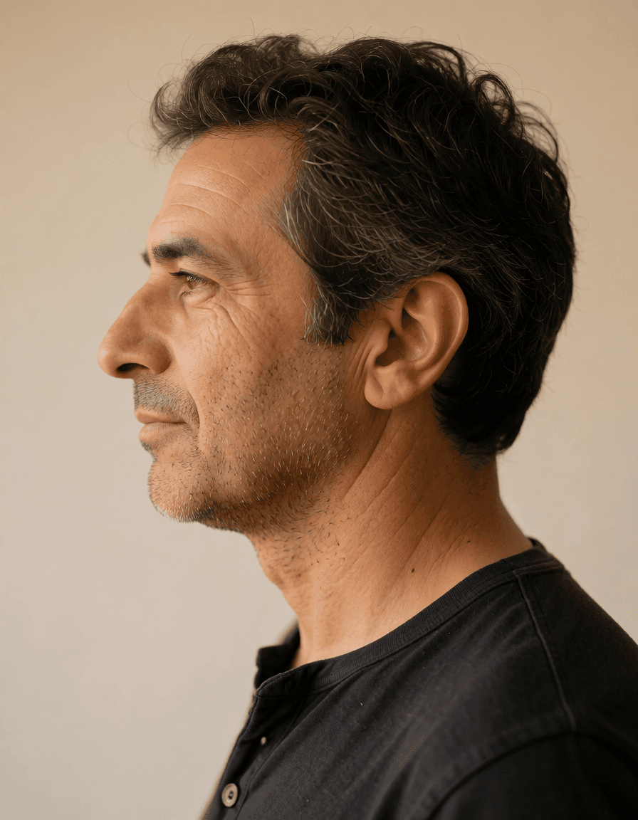 Davi: Perfil · luz suave. Imagem gerada por IA.
